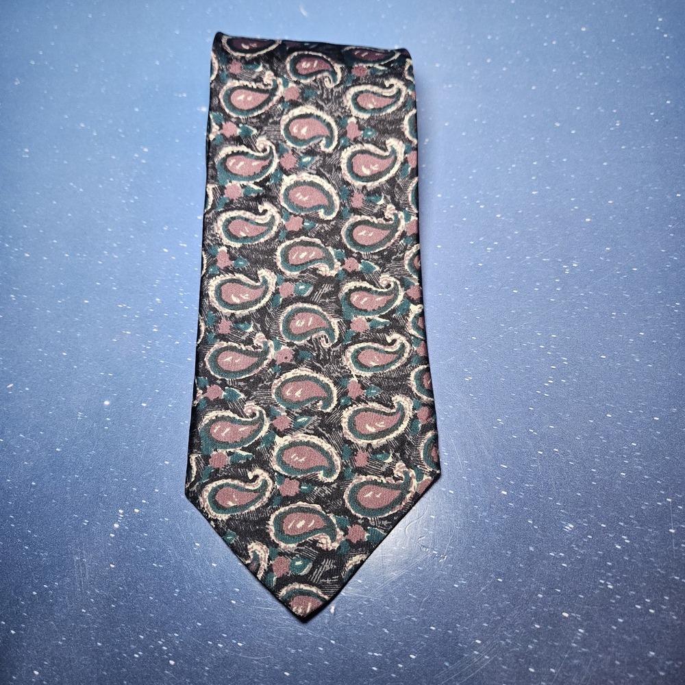 Vintage Kuppenheimer Red Gold Brown Paisley Silk Tie - Picture 2 of 6